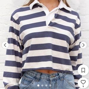 Brandy Melville Women's White and Blue Jumper